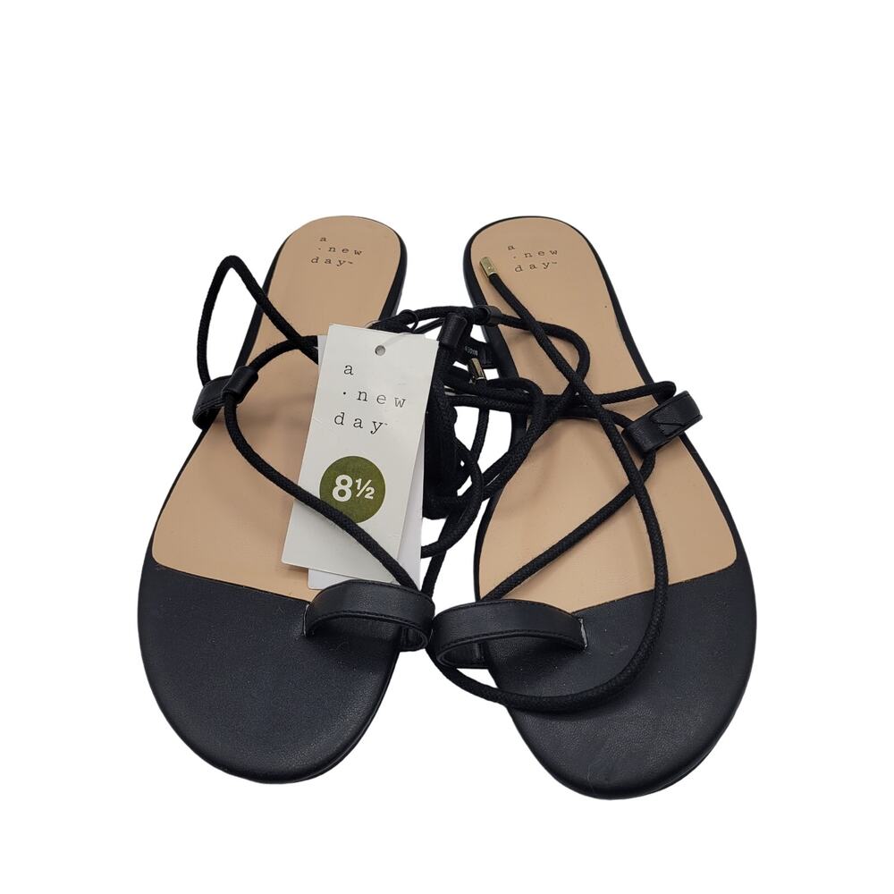 A New Day "Josie" Lace Up Flats, Black, Size 8 1/2, NWT